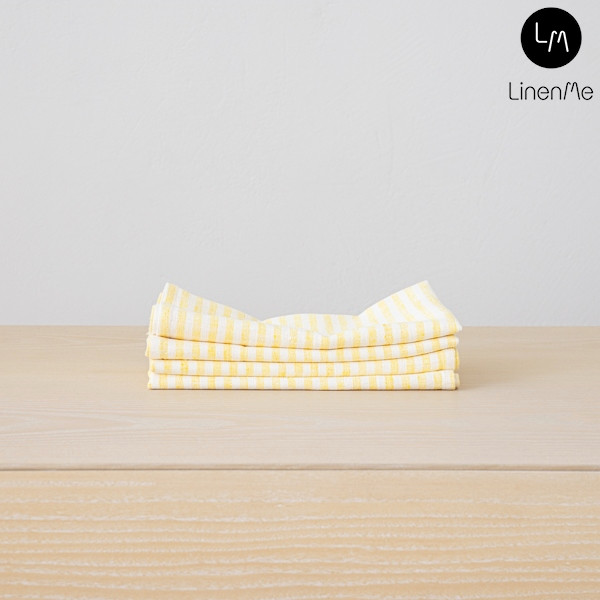 リネンミー LinenMe リネン テーブル ナプキン イエローストライプ