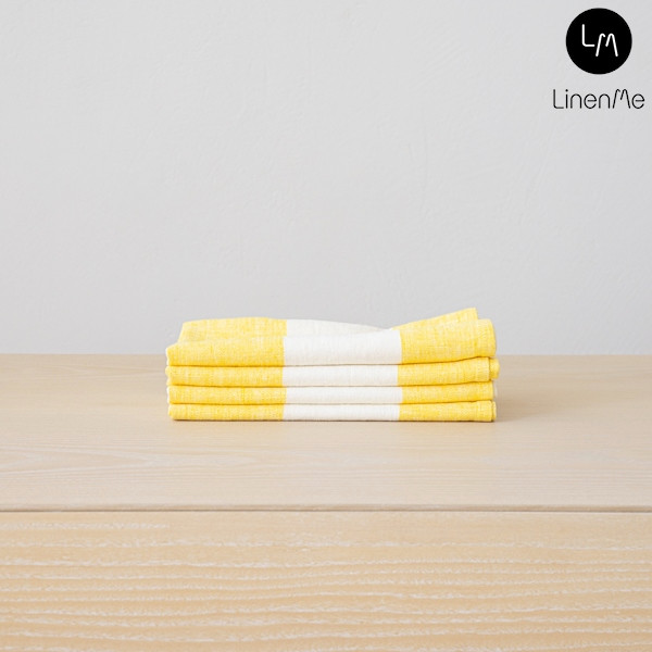 リネンミー LinenMe リネン テーブル ナプキン イエローストライプ