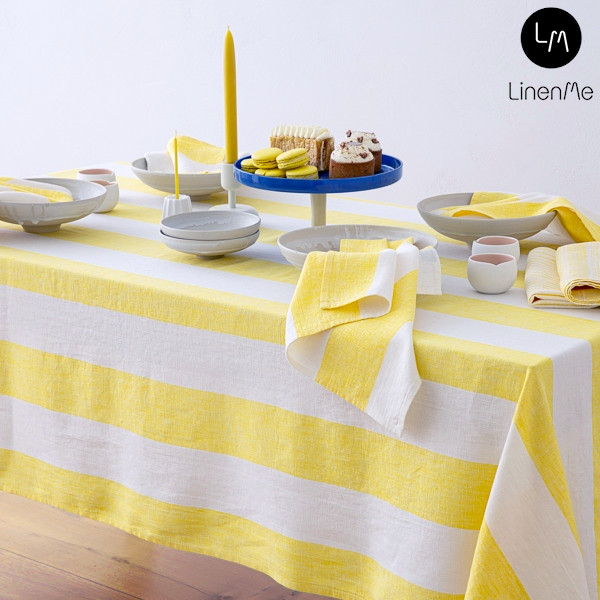 リネンミー LinenMe リネン テーブル ナプキン イエローストライプ